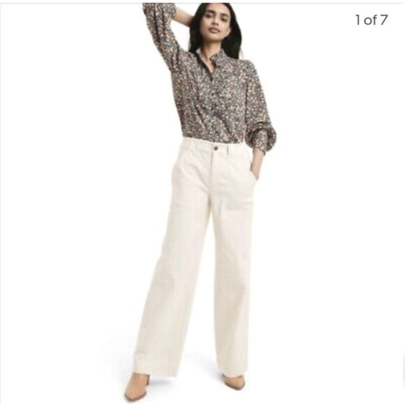 Nili Lotan for Target White/Cream Wide Leg Cargo Flare Pants 20W/22W - Picture 2 of 11